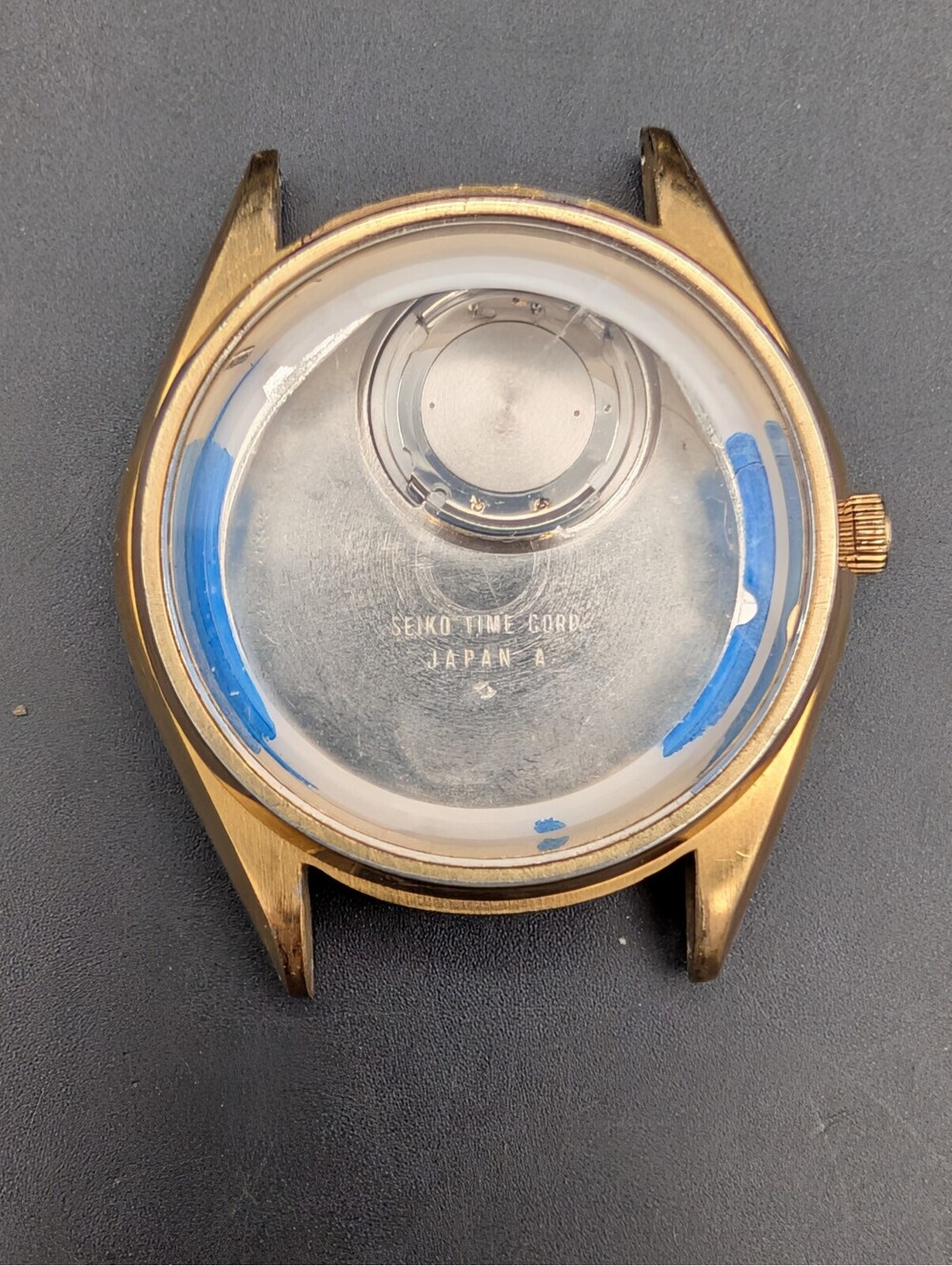 Vintage Seiko Time Corp Japan Quartz Watch Case Gold Tone Parts Repair